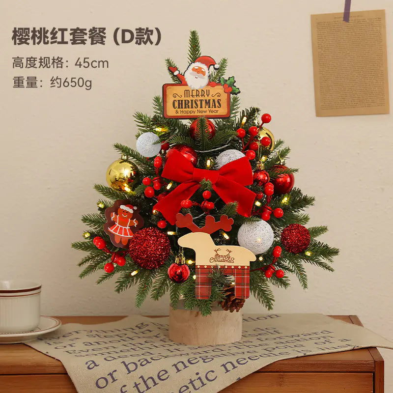 Mini Pink Christmas Tree Set for Desktop Decoration