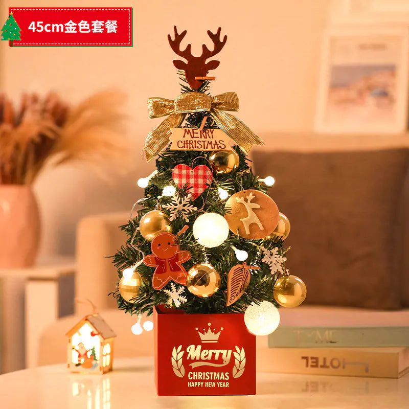 Mini Pink Christmas Tree Set for Desktop Decoration