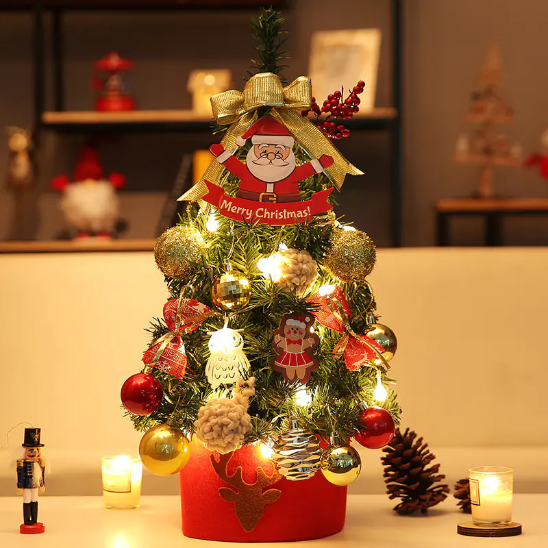 Mini Pink Christmas Tree Set for Desktop Decoration