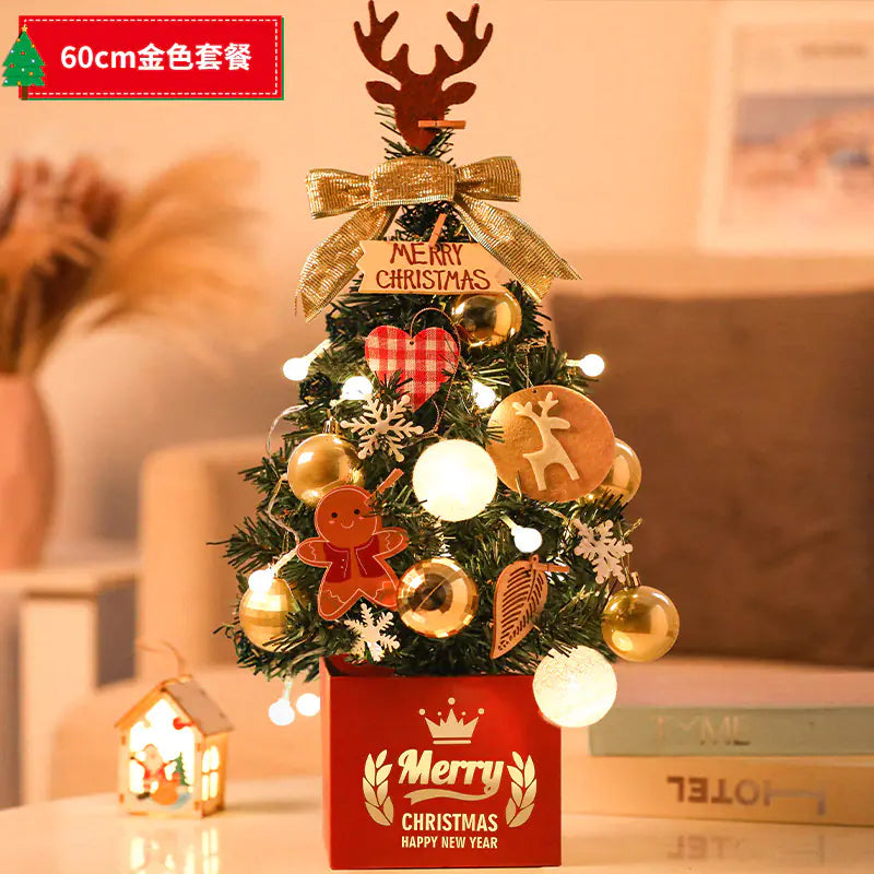 Mini Pink Christmas Tree Set for Desktop Decoration