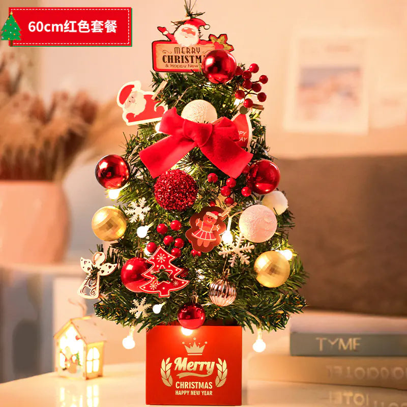 Mini Pink Christmas Tree Set for Desktop Decoration