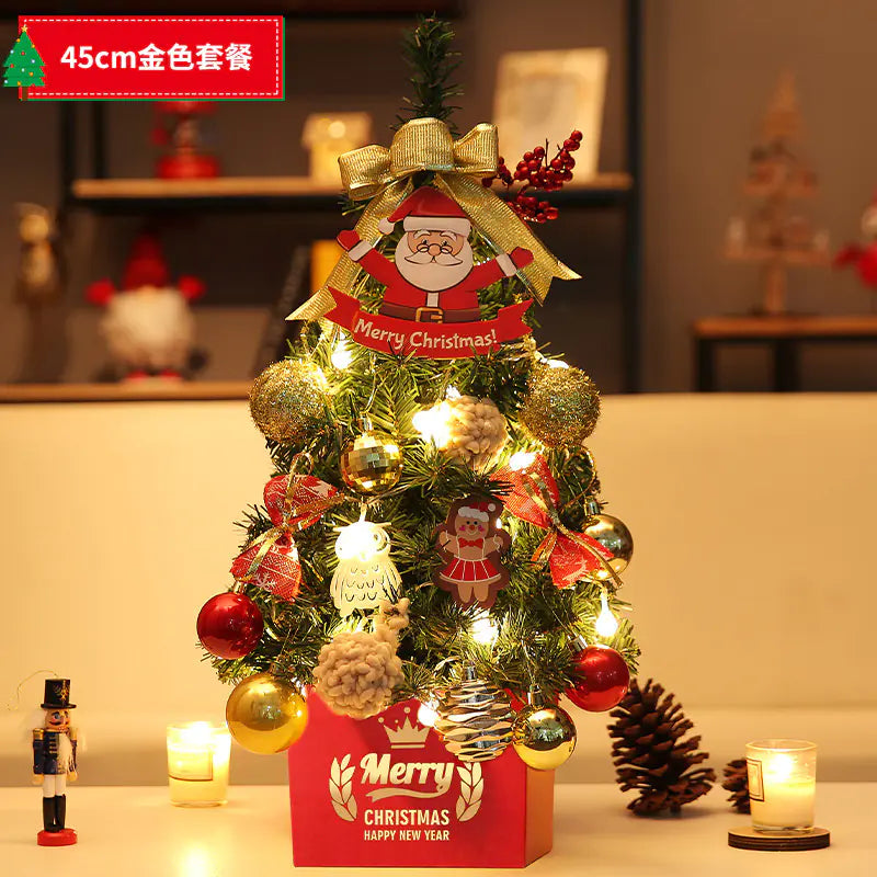 Mini Pink Christmas Tree Set for Desktop Decoration