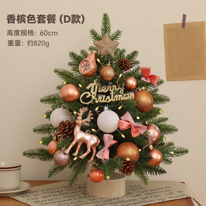 Mini Pink Christmas Tree Set for Desktop Decoration