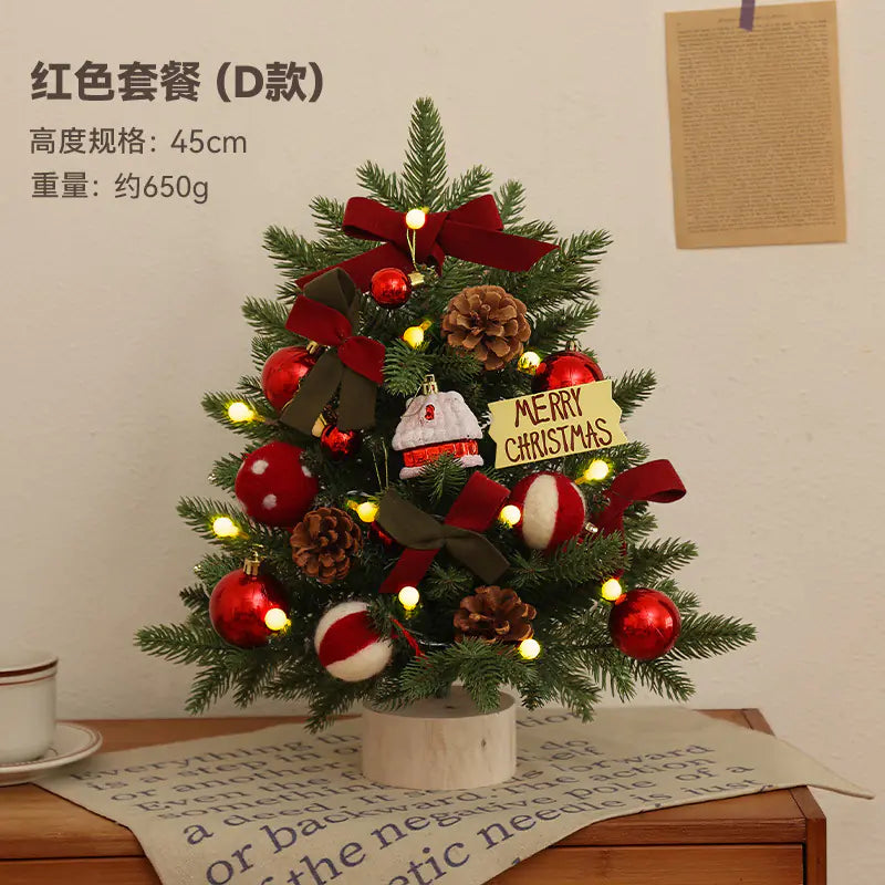 Mini Pink Christmas Tree Set for Desktop Decoration