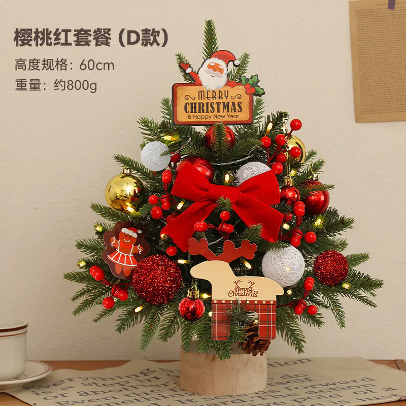 Mini Pink Christmas Tree Set for Desktop Decoration