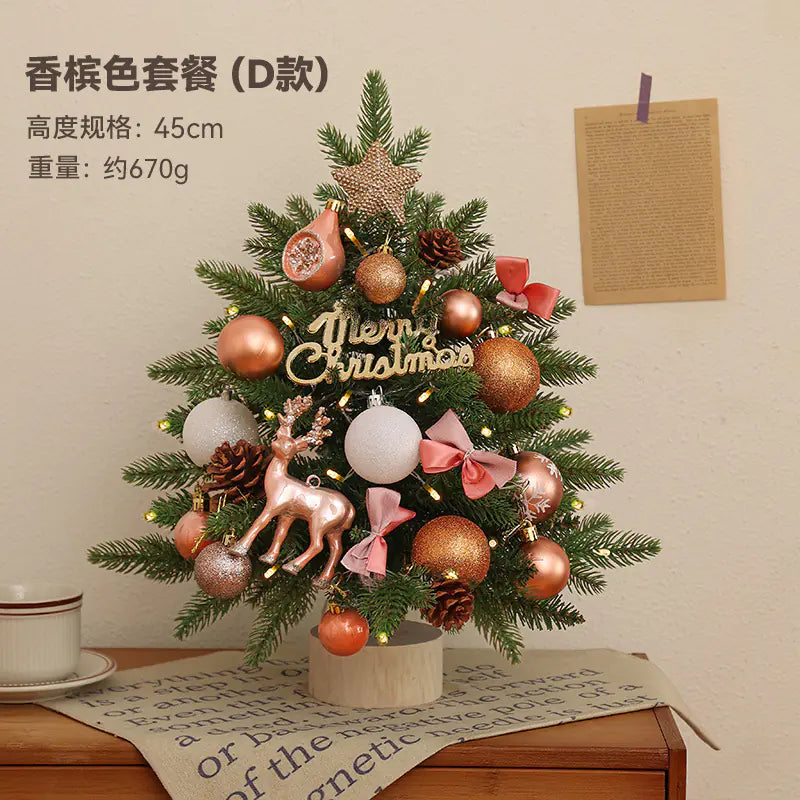 Mini Pink Christmas Tree Set for Desktop Decoration