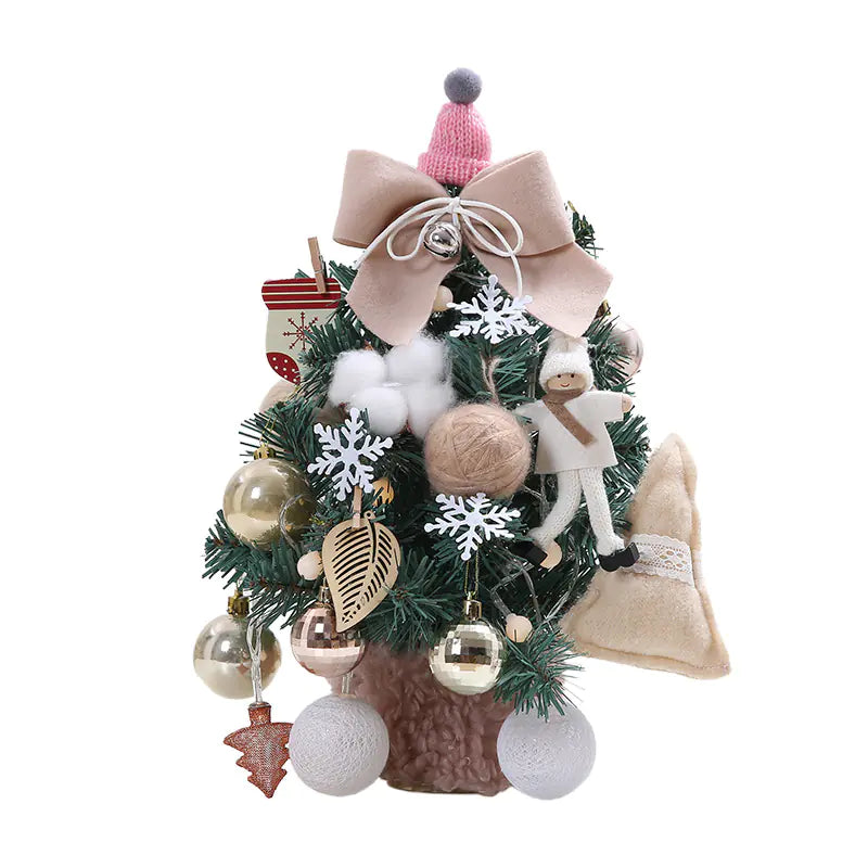 Mini Pink Christmas Tree Set for Desktop Decoration