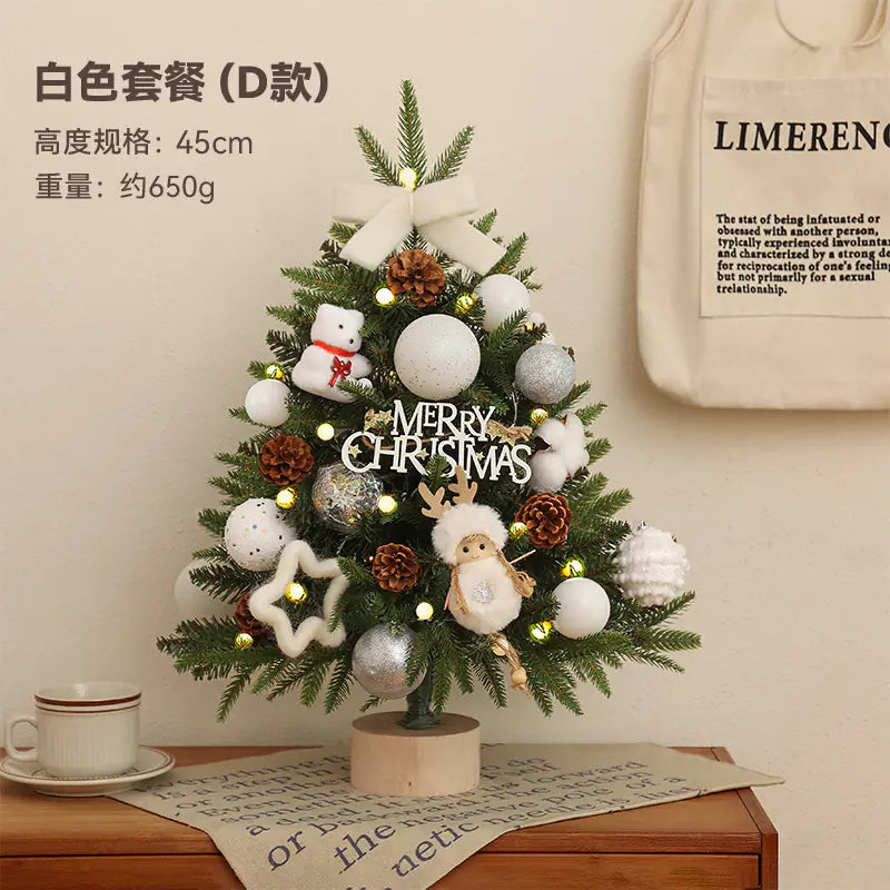 Mini Pink Christmas Tree Set for Desktop Decoration