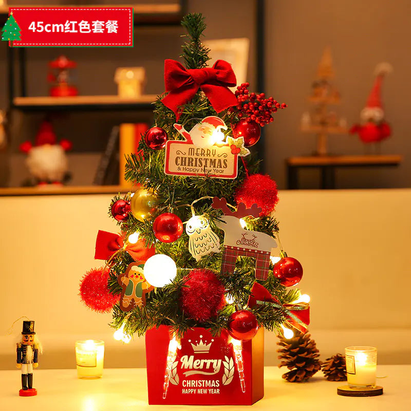 Mini Pink Christmas Tree Set for Desktop Decoration