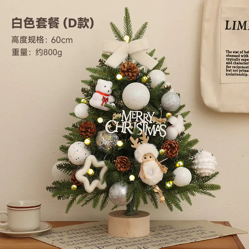 Mini Pink Christmas Tree Set for Desktop Decoration