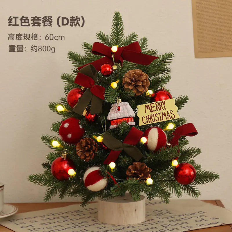 Mini Pink Christmas Tree Set for Desktop Decoration