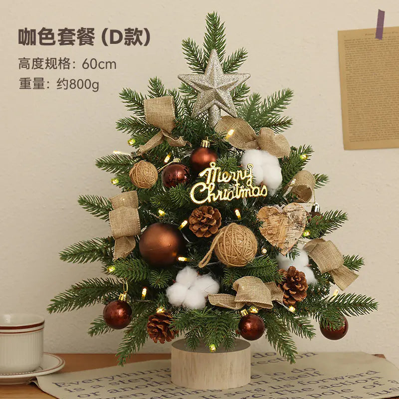 Mini Pink Christmas Tree Set for Desktop Decoration