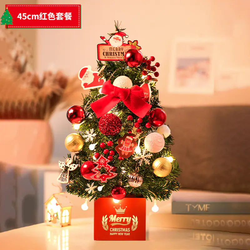 Mini Pink Christmas Tree Set for Desktop Decoration