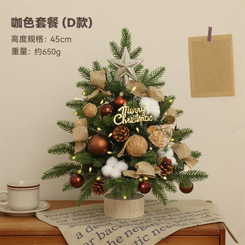 Mini Pink Christmas Tree Set for Desktop Decoration