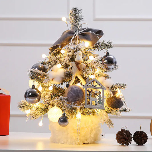 Mini Christmas Tree Decoration Set with Lights